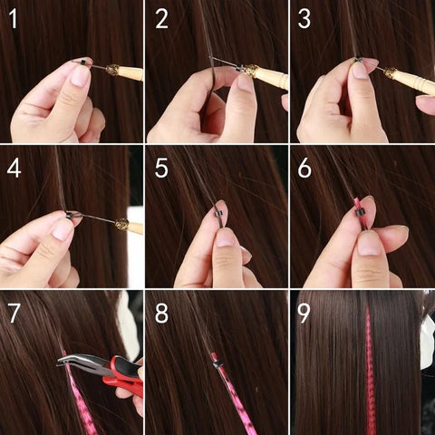 Hair Pieces Extensions Cord Rainbow