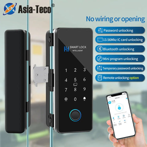 Bluetooth APP Fingerprint Lock Sliding Glass Door Smart Lock Electronic 13.56Mhz RFID Card Lock Smart Phone Remote Control