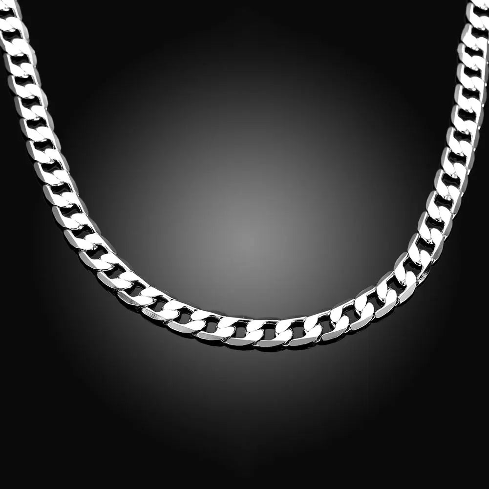 925 Sterling Silver Classic brands men's 8mm chain Necklace for woman high quality fashion wedding party Jewelry Christmas gifts