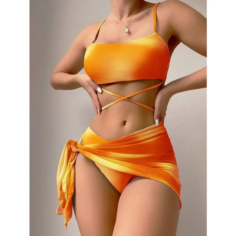 Lifting Mesh Gradient Beach Bikini Sets