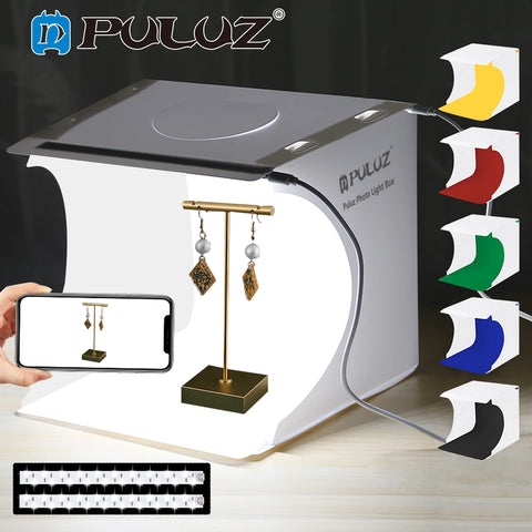 PULUZ Folding Lightbox Tabletop Light box Mini Photo Studio Box Photography Light Studio Shooting Tent Box Kit&6 Color Backdrops