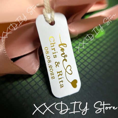 Custom Personalization Thank You Card Foil Gold Tag Gift Hang Labels for Wedding Birthday Party Letter Small Tag