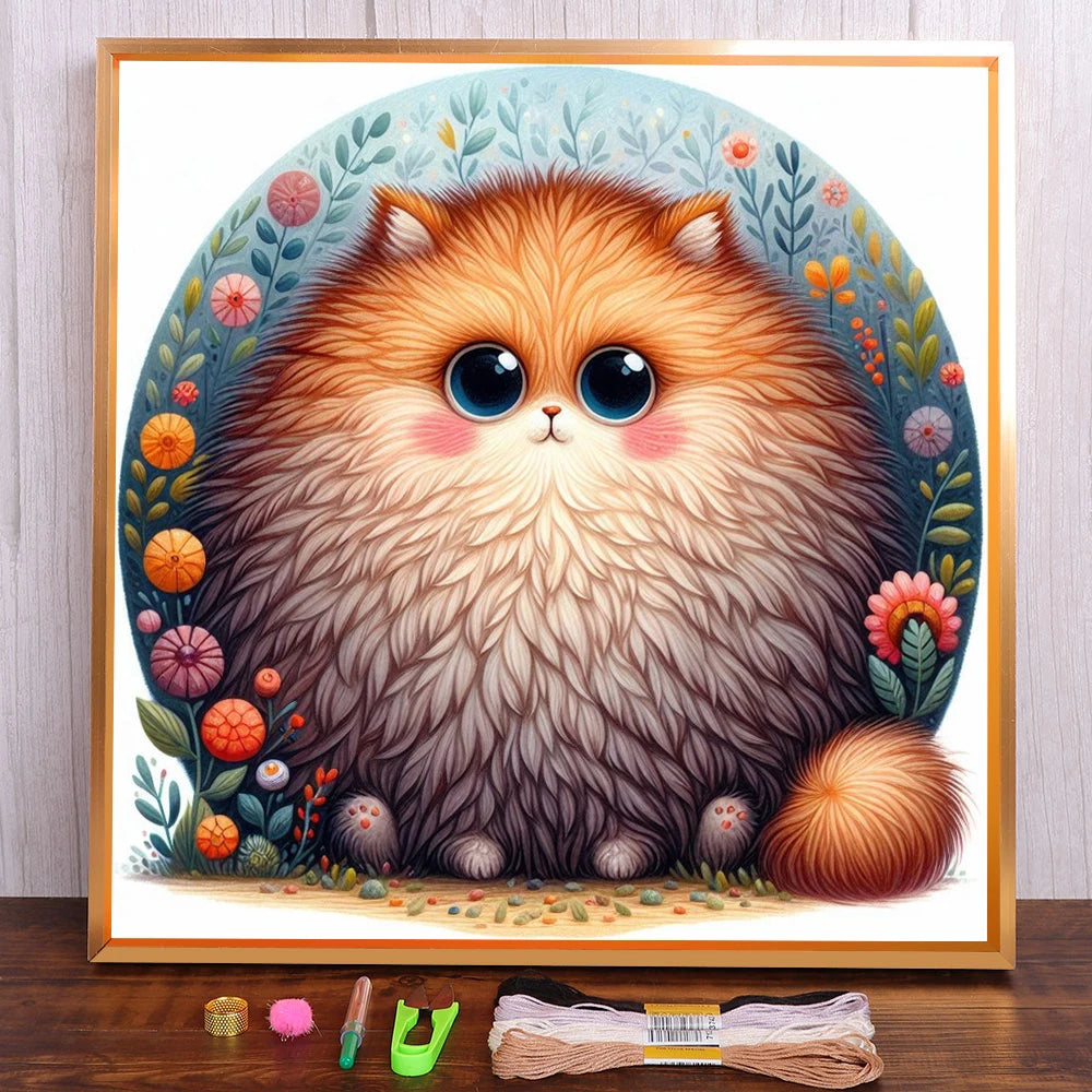 Animal Pet Cat Pre-Printed Cross-Stitch Embroidery Full Kit DMC Threads Painting Knitting Needlework Sewing Sales Magic Mulina