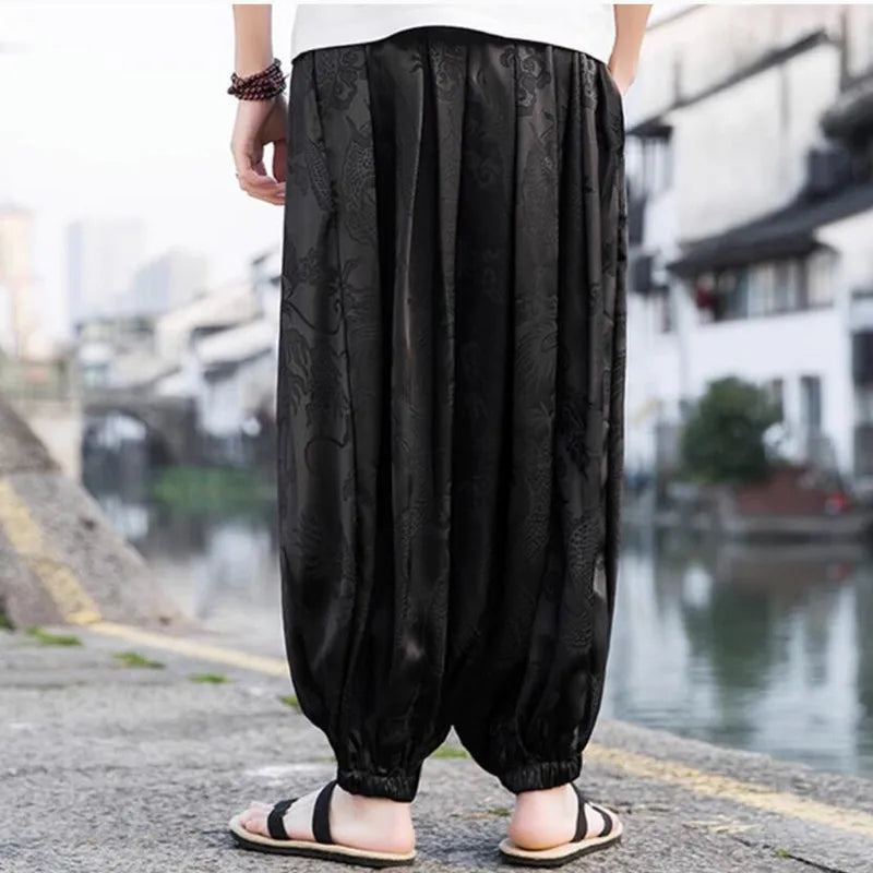 Summer Silk Hippie Gypsy Boho Harem Pants for Men