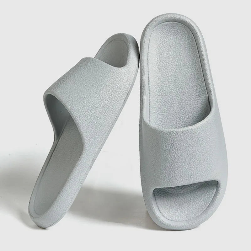 Women Bathroom Slippers Cloud Cushion Slides Summer Flat Sandals Thick Platform Shoes Man Indoor Non-Slip Flip Flops Couple Shoe