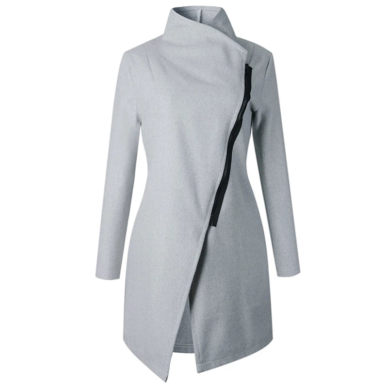 Autumn Asymmetric Wool Blend Long Coat