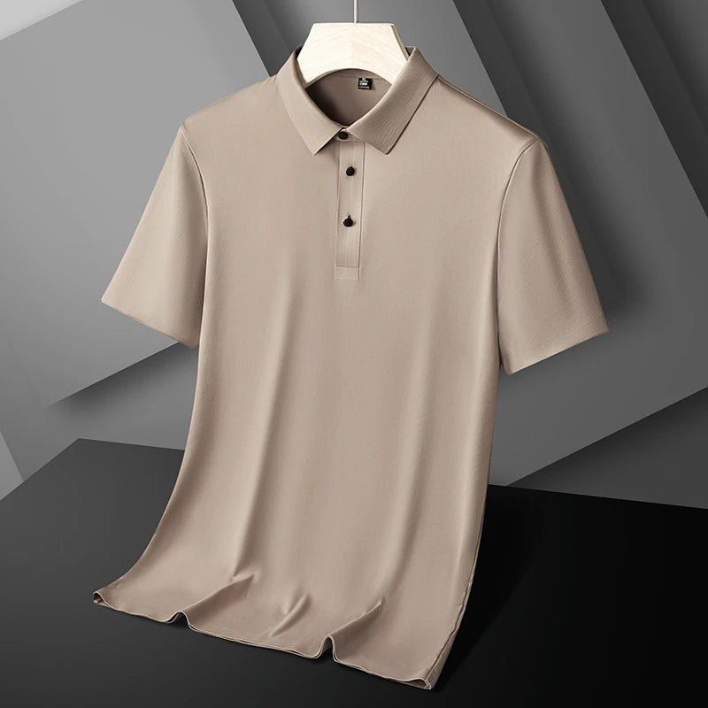 Summer Men Polo Shirt Cool Thin T Shirt Zipper