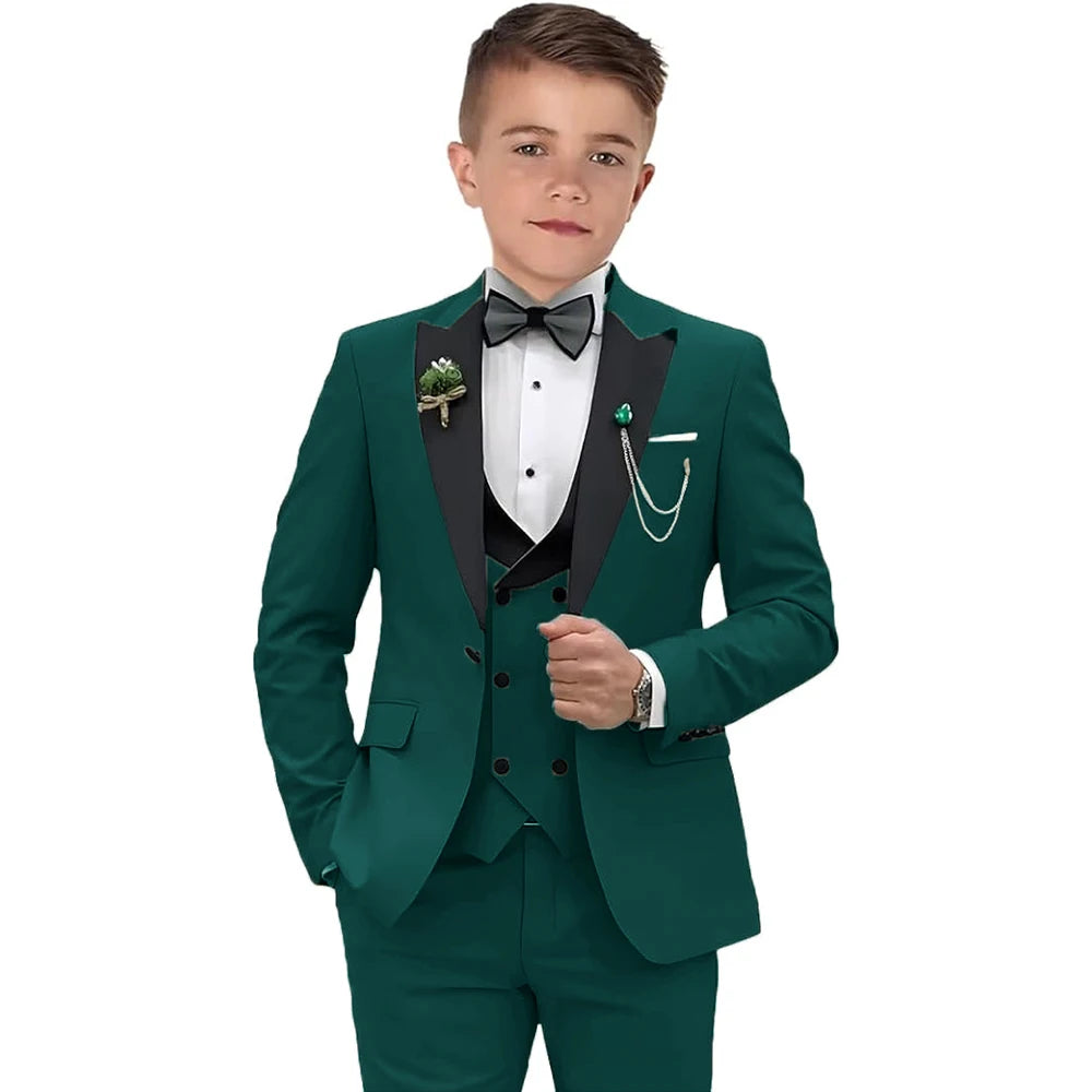 Kid's 3 Piece Suit Set Blazer Vest Pants Wedding Suits for Page Boy