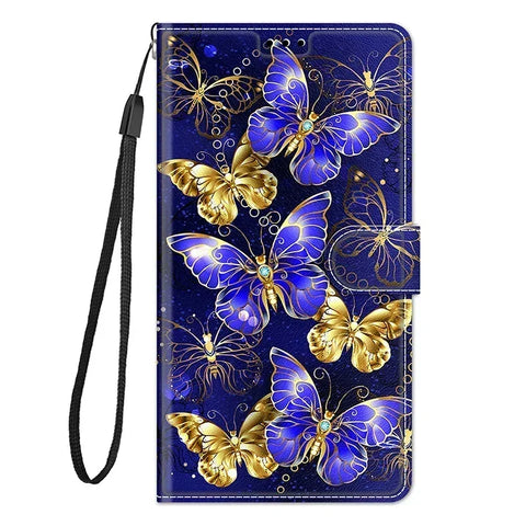 Butterfly Pattern Wallet Flip Case For Samsung Galaxy S24 Ultra S23 Plus S23 FE S22 S21 FE Leather Card Slot Phone Back Cover