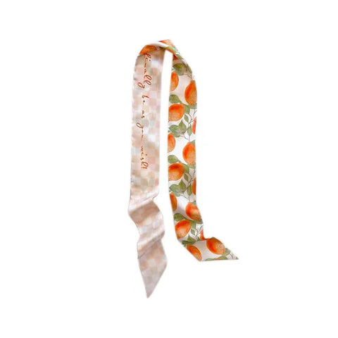 Printed Fruit Fashion Multi-Function Silk Scarf Women's 90cm Shawl Wraps Female DIY Neckerchief Tie Package Belt Skinny Scarf