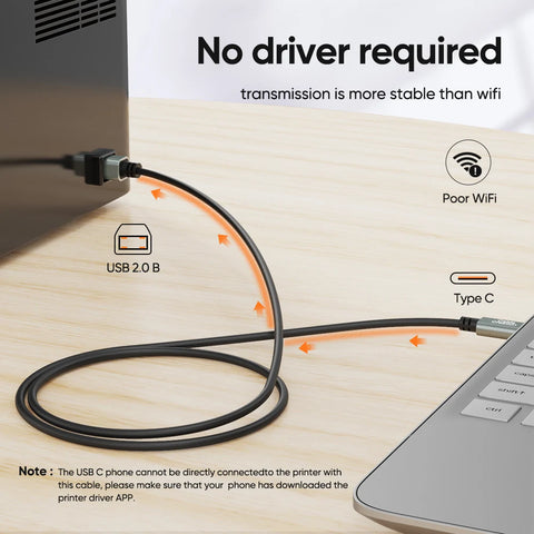 Cable Creation USB C to USB B 2.0 Printer Cable