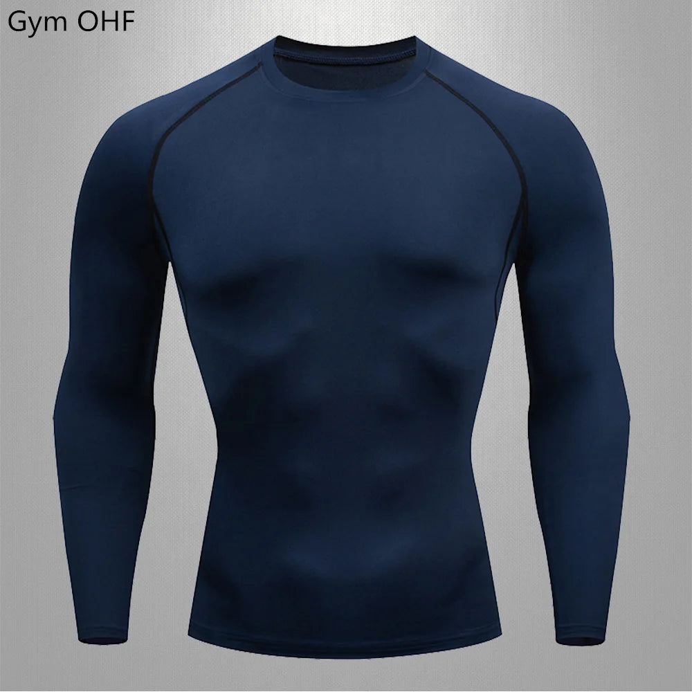 Gym T-shirt Men Rashguard Boxing Breathable T-shirts Long Sleeve Muay Thai Sportswear Bjj Muscle Compression Fitness Tights Tops