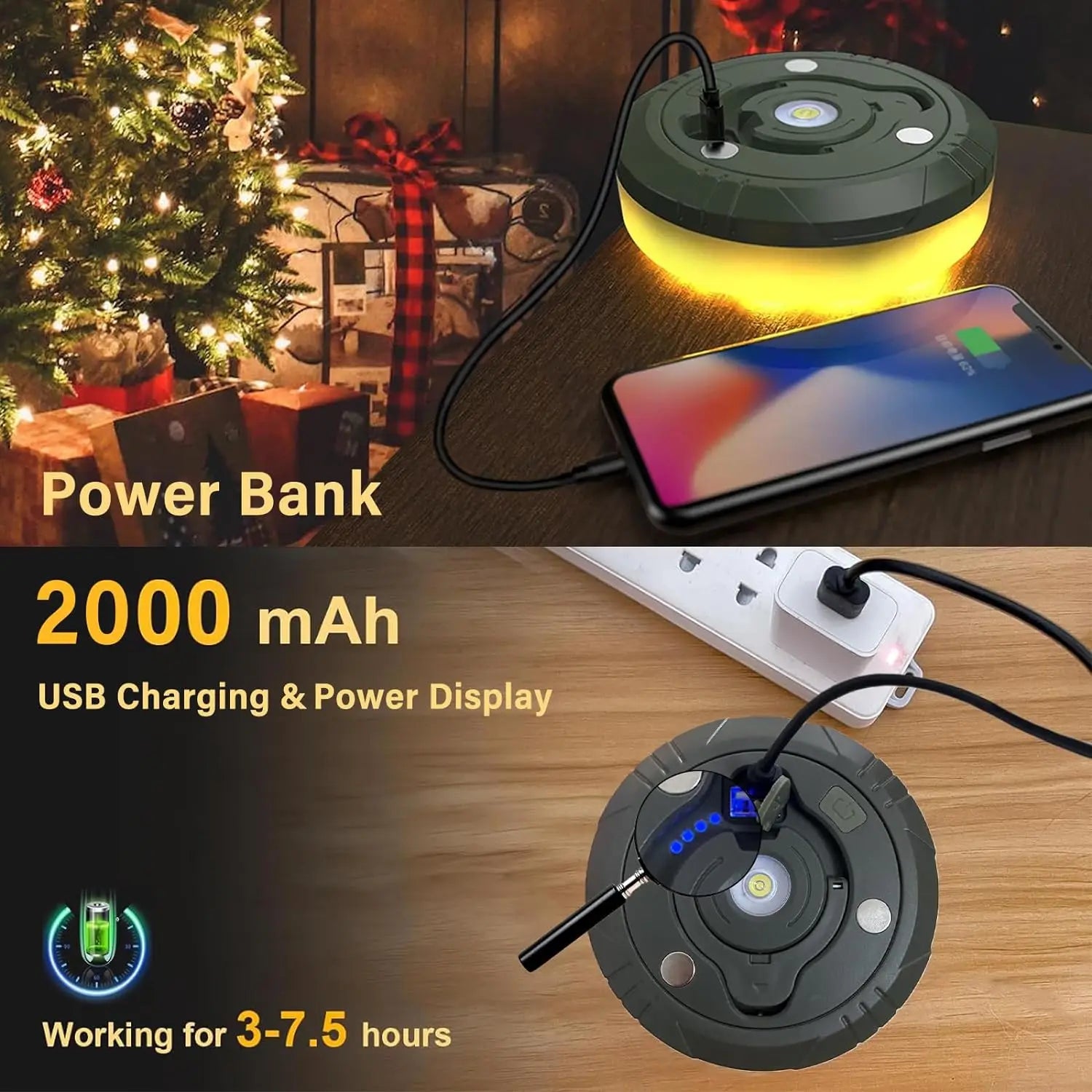 2-in-1 Camping Light LED Reel String Lights