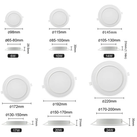 2pcs Ceiling Light LED Downlight 110V 220V 6W 17W 20W 24W Recessed Led Down light Round Panel Light Spotlight Indoor Lighting