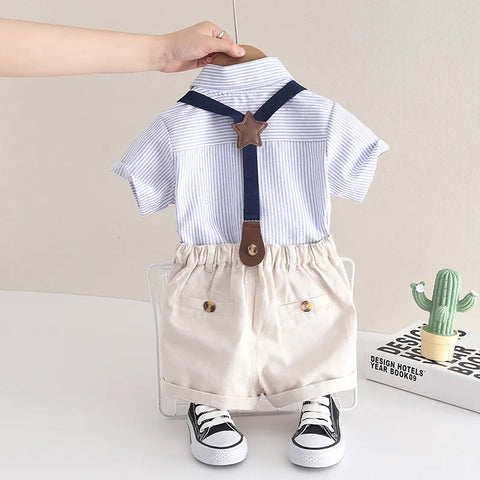 IENENS Toddler Birthday Party Clothes Baby Clothing Sets Boy Jumpsuits Summer Shirts + Shorts Suits Kids Short Sleeve Outfits