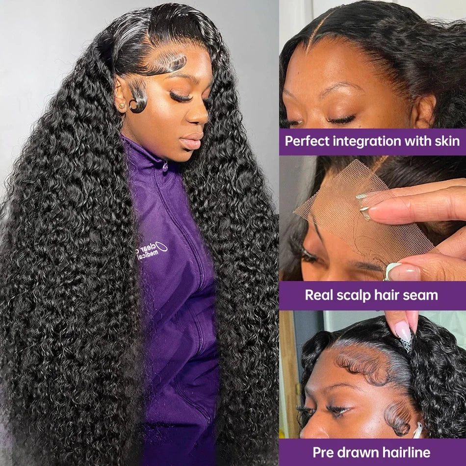 250 Density 13x6 Hd Lace Frontal Wig Curly Lace Frontal Human Hair Wig Water Deep Wave 13x4 Human Hair Wigs For Women On Sale