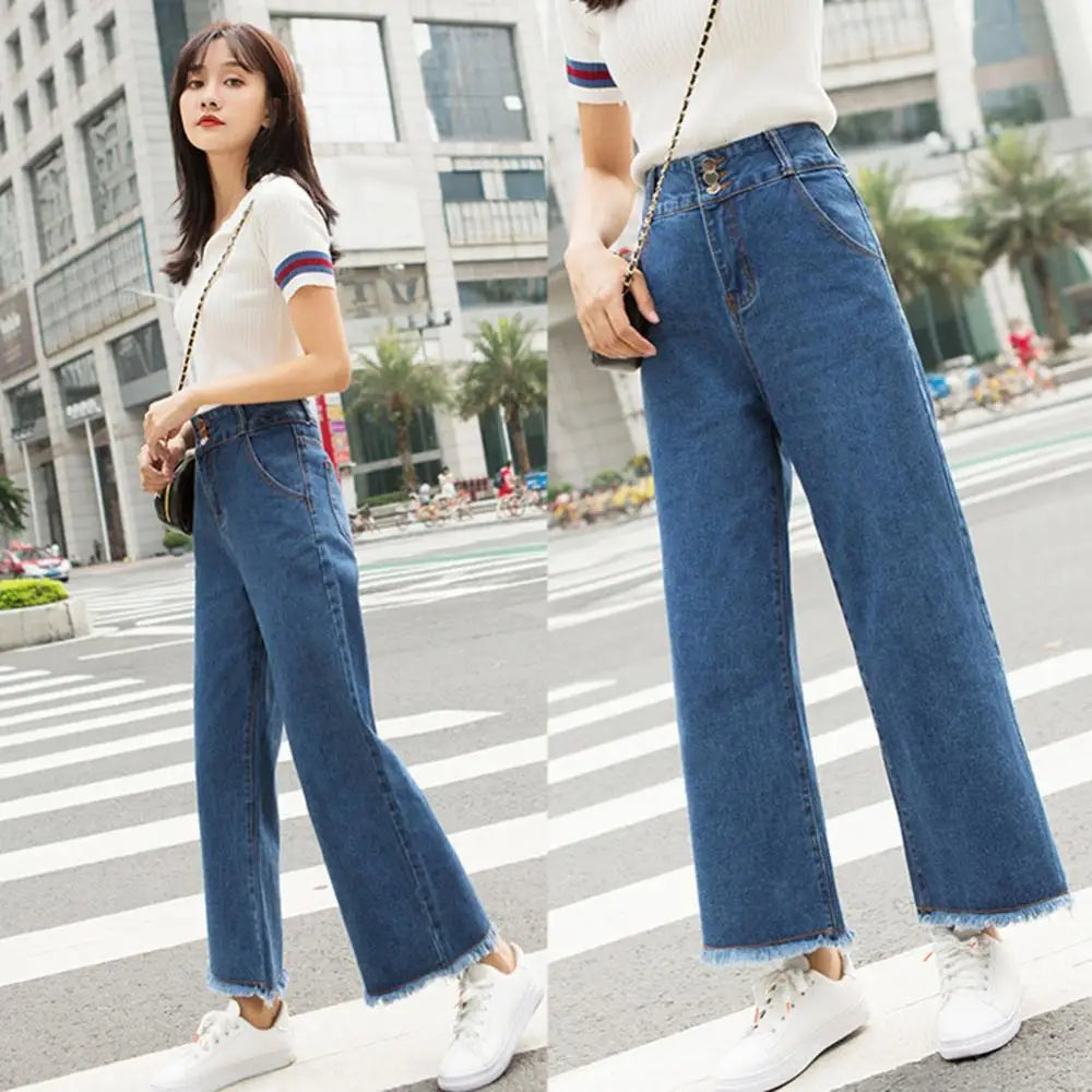 Straight Women Pants High Waist Loose Trousers