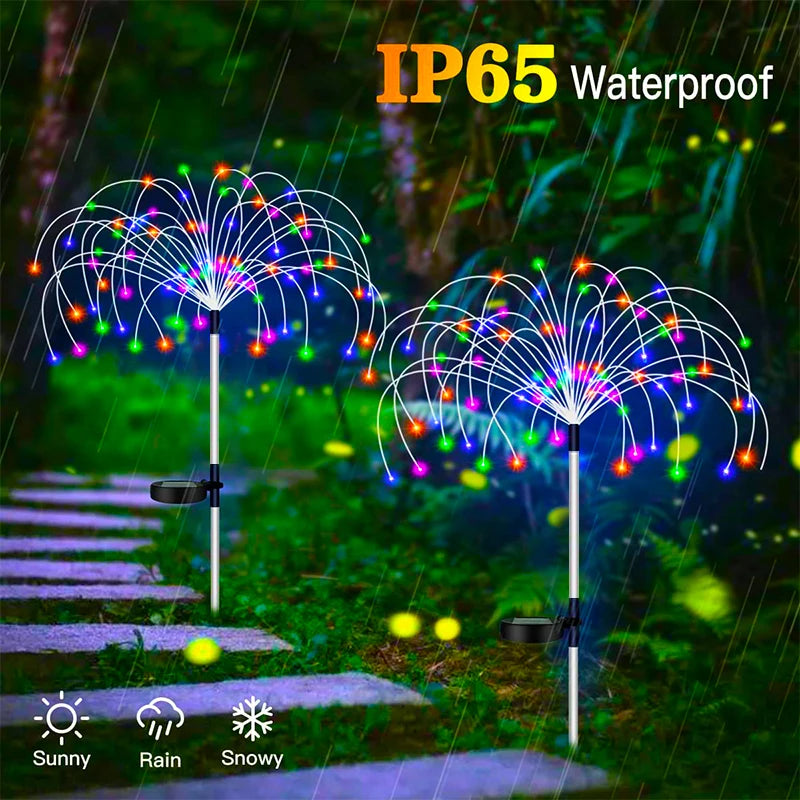 4Pcs Solar LED Firework Fairy Light Outdoor Garden Decoration Lawn Pathway Light For Patio Yard Party Christmas Wedding