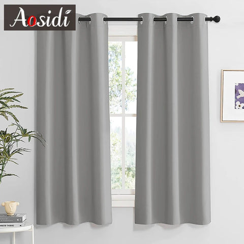 Short Blackout Curtains for Bedroom Windows Solid Curtain for Living Room Rideaux Occultant Opaque Drapes Home Decoration Custom