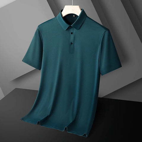 Summer Men Polo Shirt Cool Thin T Shirt Zipper