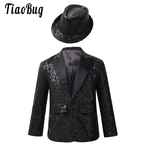 tuxedo with Fedora Hat Banquet Dance Wedding Party Fancy Costumes