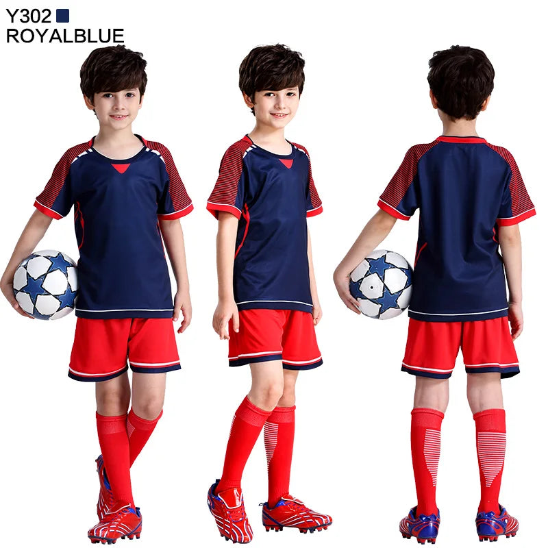 Kids Football Jersey Personalized Custom Boy Soccer Jersey Set Polyester Soccer Uniform Breathable Football Uniform For Children