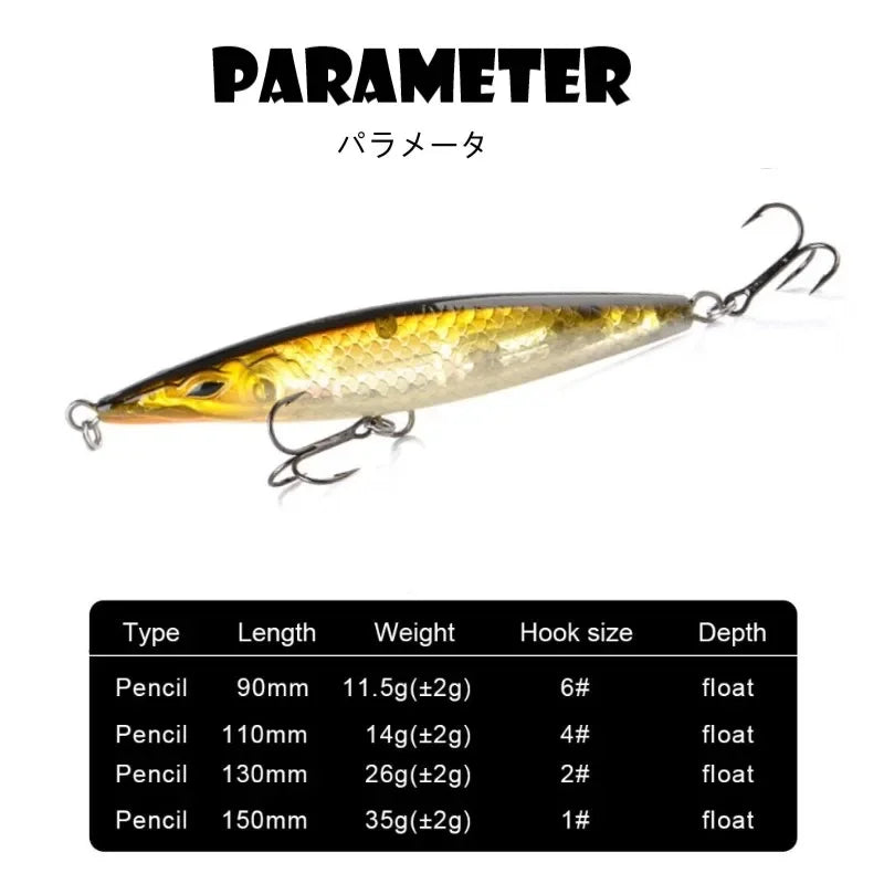 Floating Pencil Fishing Lures Stickbait Topwater Surface Walk The Dog