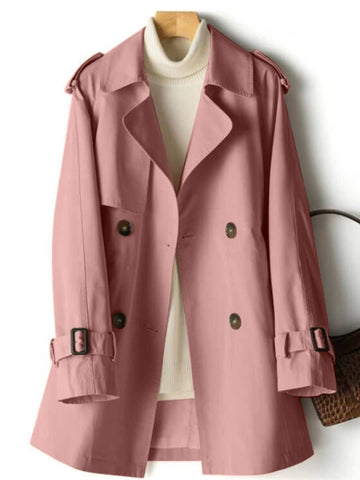 Korean Double Breasted Mid-Long Woman Trench Coat