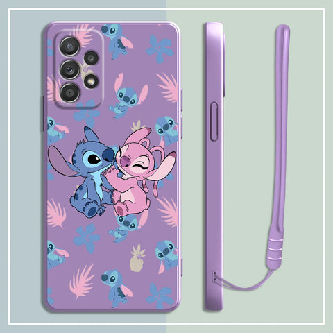 Candy Color Case For Samsung Galaxy A54 A53 A52 A13 A12 A51 A50 A23 A24 A32 A70 A34 A33 A72 Phone Cover Cartoon Disney Stitch