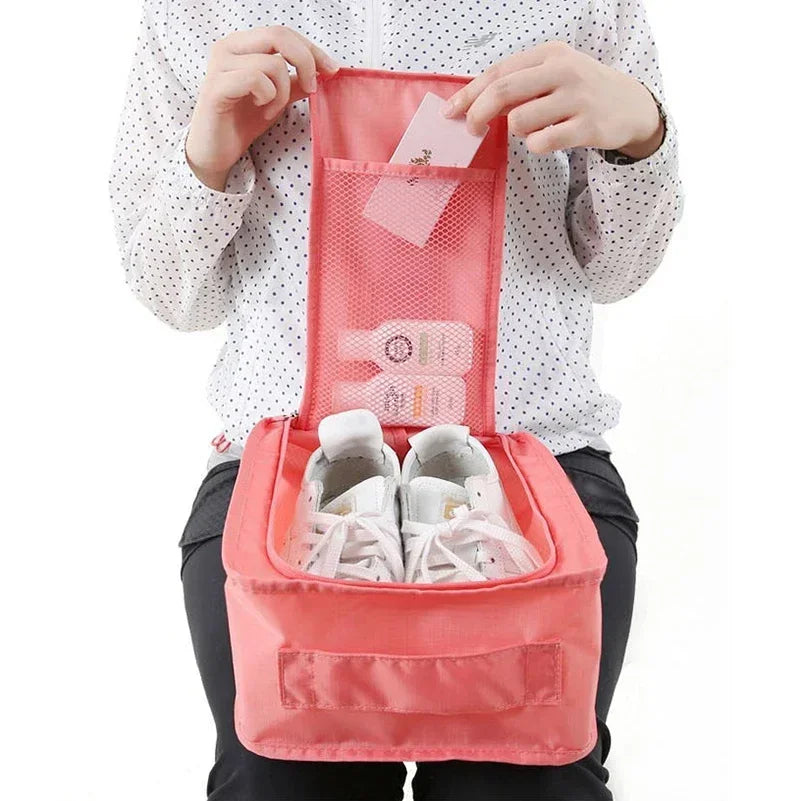 Nylon Fold Dust-proof Shoe Organizer Storage Handbag Travelling Ladies
