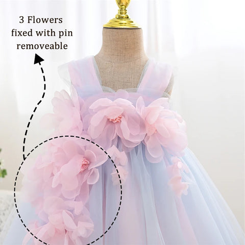 Yoliyolei Summer Gown Baby Dresses First Birthday Flower Toddler Girl Clothes ChildrenTulle Girl Kid's Dress For Party Casual