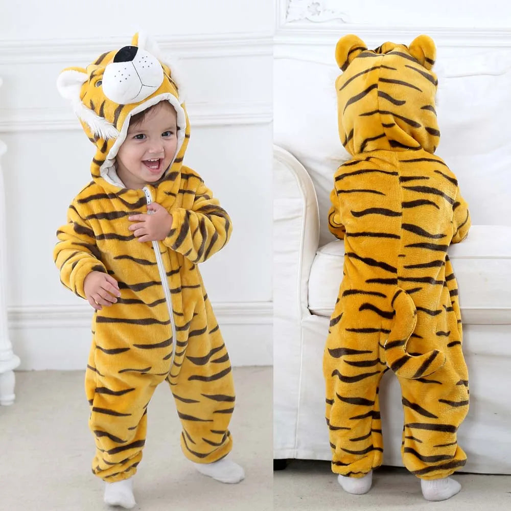 Newborn Baby Boy Clothing Animal Cartoon Hooded Jumpsuits Winter Baby Pajamas Onesies Kids Sleepwear Newborn Baby Pyjamas