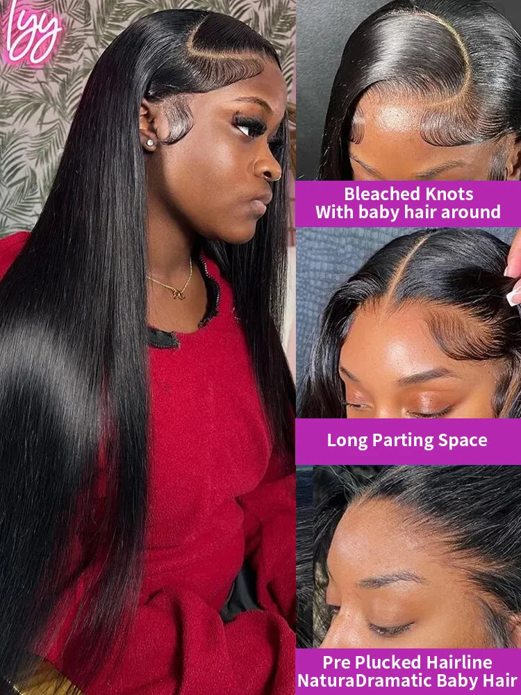 40 Inch 360 HD Lace Front Wig Brazilian Bone Straight Human Hair Wig Transparent 13X4 13X6 Lace Frontal Wig For Women