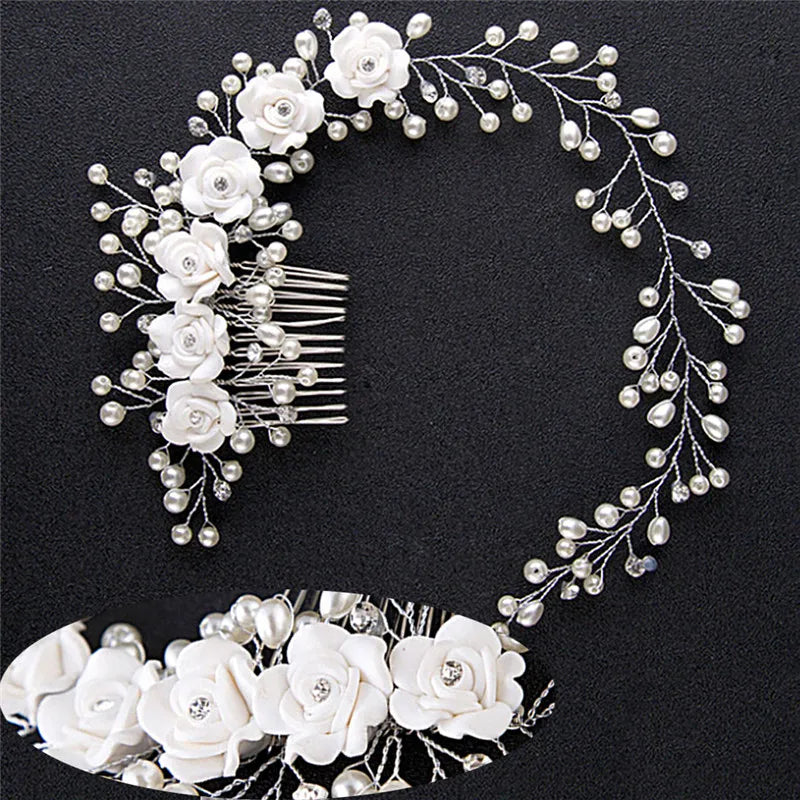 Luxury Wedding Hair Jewelry For Bridal Pearl Hair Comb Hand Made Hair Accessory New