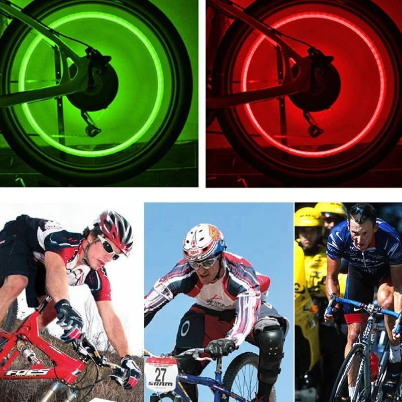 Cycling LED Light Batteries Tyre Tire Valve Caps Lantern Lamp