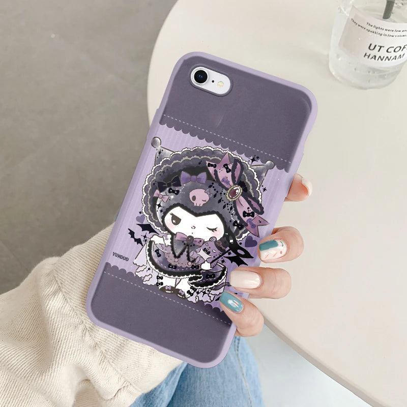 Phone Case for For Apple iphone 6 7 8 Plus SE 2022 Girls Anti-drop Cartoon Cinnamoroll Kuromi Hello Kitty Silicone Printed Cover