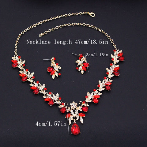 Water drop Butterfly Bridal Jewelry Sets for Women Earring Necklace Set Rhinestone Crystal Wedding Jewelry Sets 3 Pcs Gifts