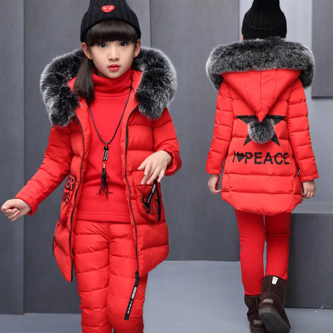 Girl Clothing Sets For Russia Winter Hooded Vest