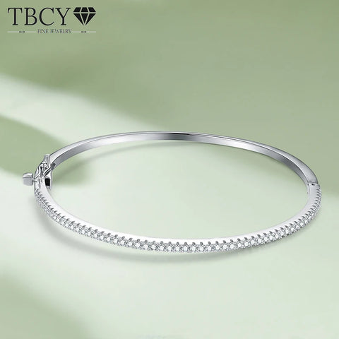 TBCYD 2mm D Color Moissanite Bangle For Women S925 Sterling Silver 18k White Gold Plated Diamond Bracelet Fine Jewelry Pulseras