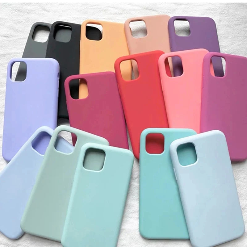 Luxury Original Silicone Case For Apple iPhone 11 12 13 14 15 Pro Max Official Case For iPhone 11 12 X XS XR 13 14 Pro Cover