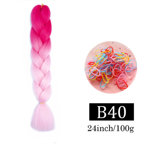 24 Inch Jumbo Braids Extensions Synthetic Braiding Hair Afro Ombre Color kanekalon Hair for Children Braid