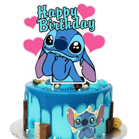 Lilo and Stitch Cake Toppers Children's Happy Birthday Party Cake Decorations for Kid Birthday Baby Shower Stitch Party Supplies