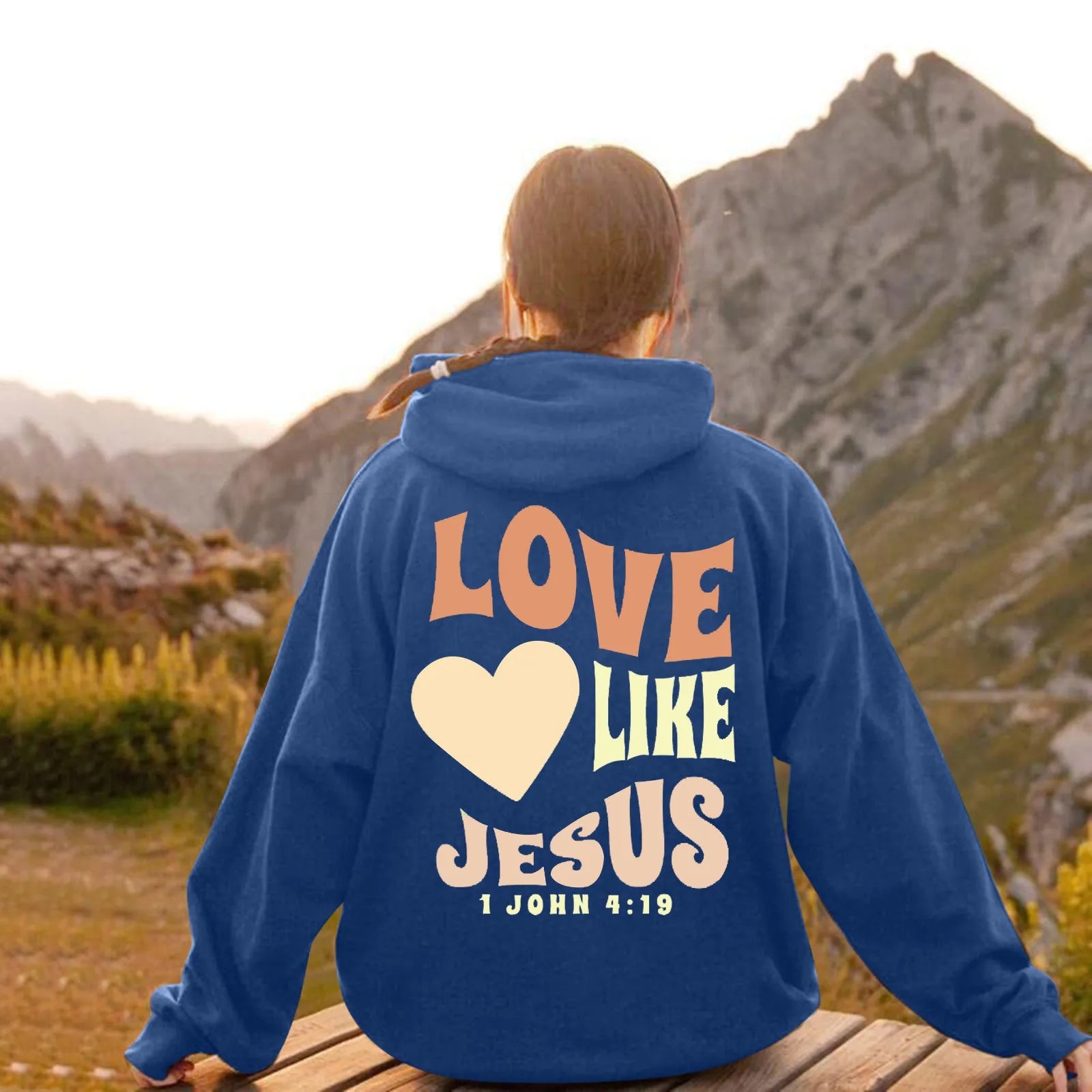 Love Like Jesus Letter Print Christian Hoodie for Women