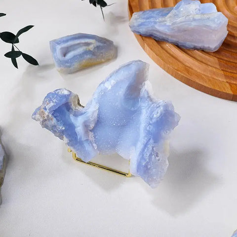 Natural Raw Blue Lace Agate Chalcedony Geode Gemstone Irregular Rough Crystal For Bonsai Fish Tank Flower Pot Home Decor