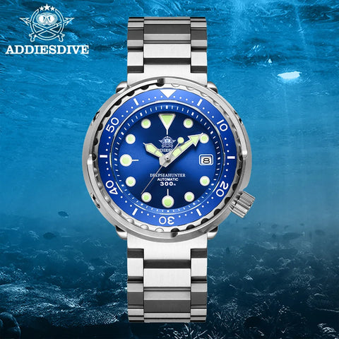 ADDIESDIVE Automatic Mechanical Watch Male American Stainless Steel Scratch Proof Waterproof Diving Watch Business Leisure Watch