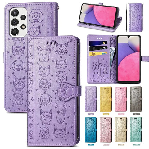 Cat and Dog Pattern Leather Case For Xiaomi