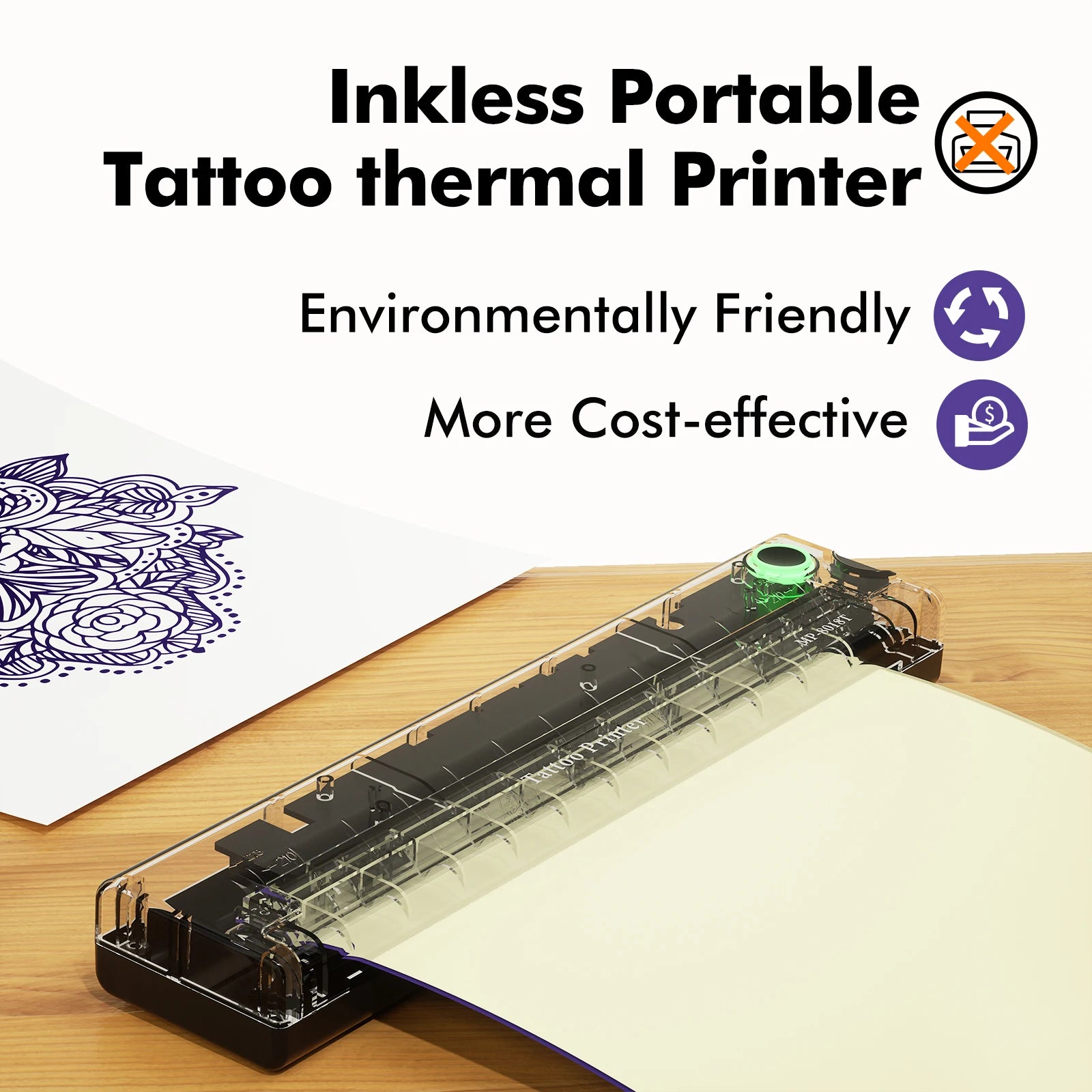 8018T Wireless Tattoo Stencil Printer,Portable Tattoo Printer Kit for Tattoo Artists,Compatible with Phone,iPad & PC