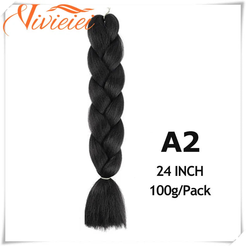 VIVIEIEI Synthetic Braiding Hair 24 Inch Jumbo Braid Ombre Jumbo Hair Extension for Women DIY Hair Braids Purple Pink Yellow Red