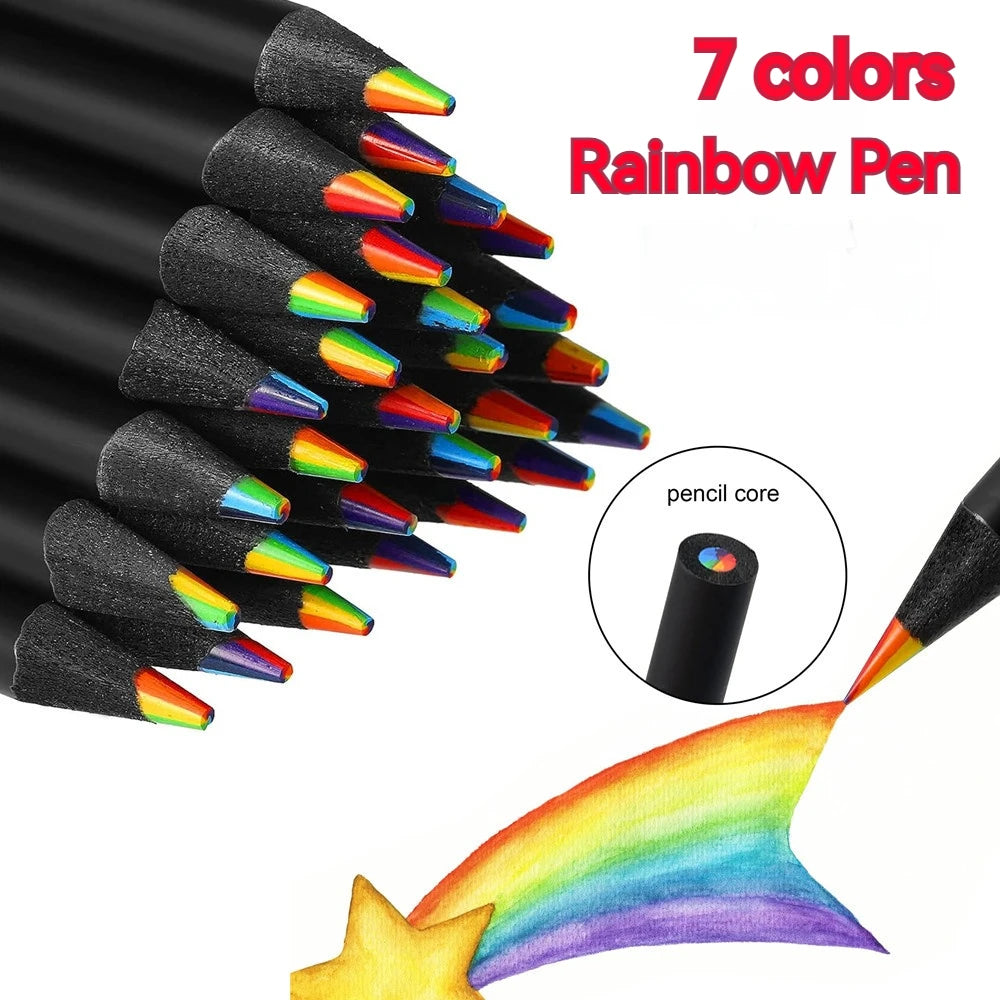 Rainbow Color Pencils for Kids, Concentric Gradient Crayons, Art Painting