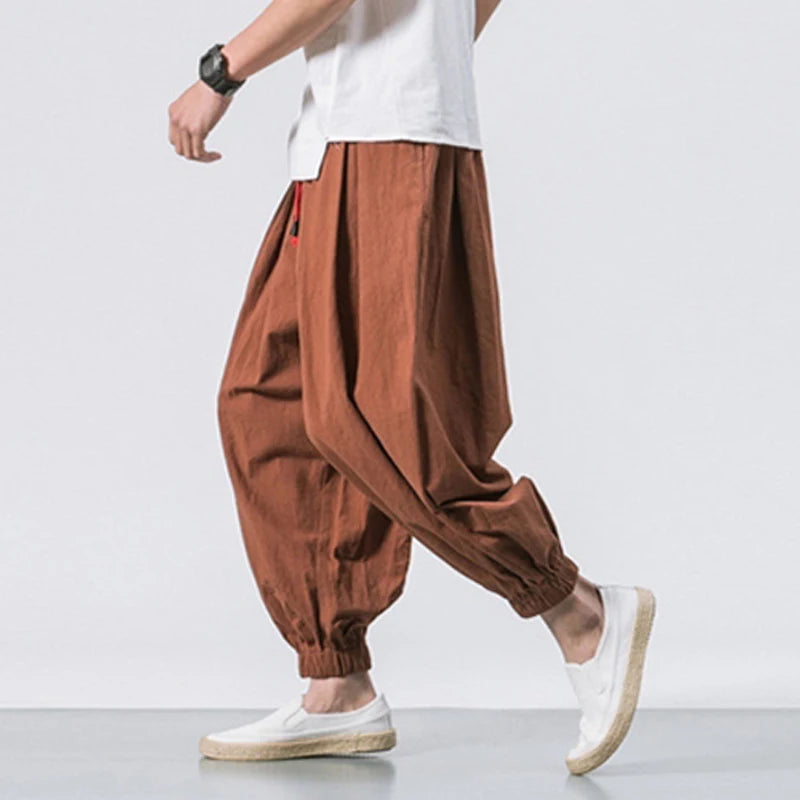 Mens Casual Harem Pants Hip Hop Elastic